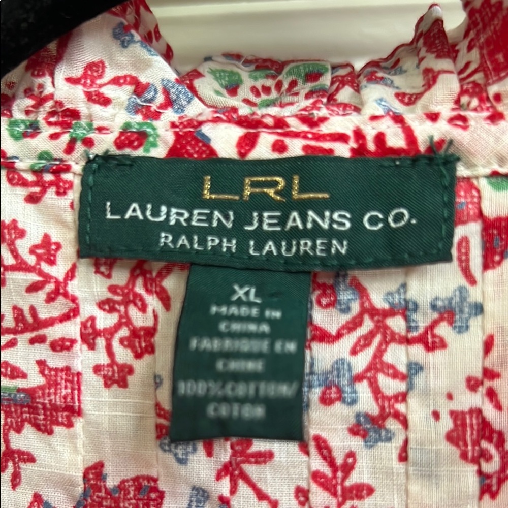 Lauren Ralph Lauren Red and White Floral Button Down Shirt - Picture 3 of 7